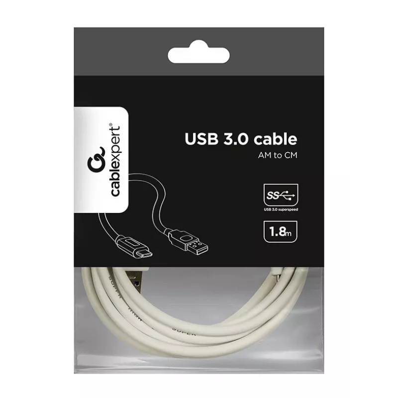 Gembird CCP-USB3-AMCM-6-W cavo USB 3.0, da USB-A a USB-C, 1,8 m, bianco