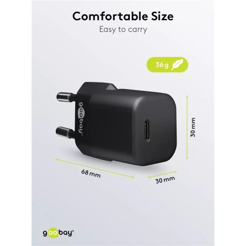 Caricabatterie per dispositivi mobili Goobay 65403 universale nero ricarica rapida AC