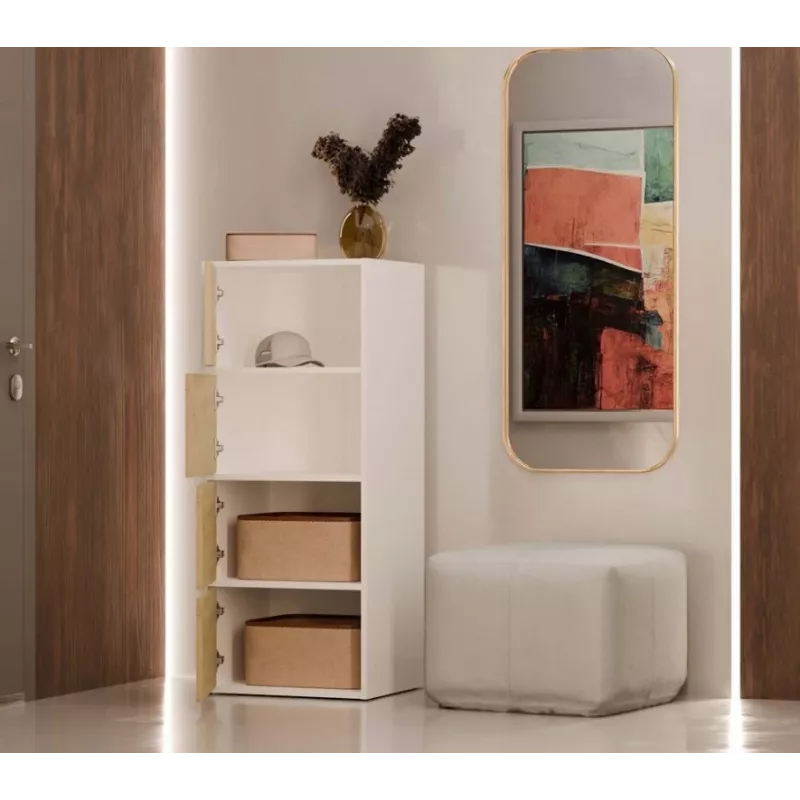 Comodino ALMA bianco/rovere artisan