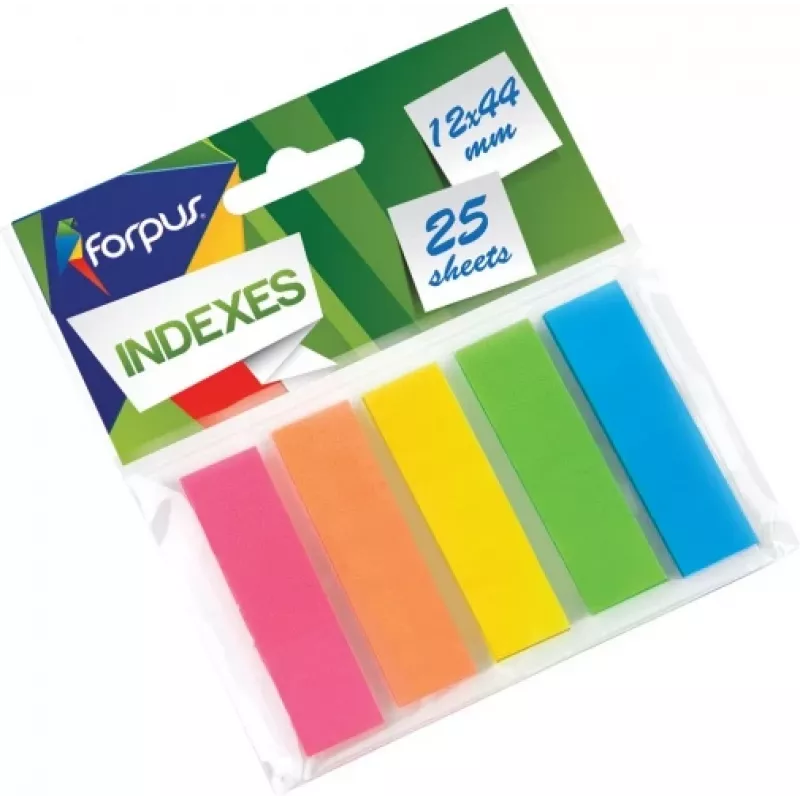 Indice in carta Forpus, 12x44 mm, assortiti, plastica (5x25)