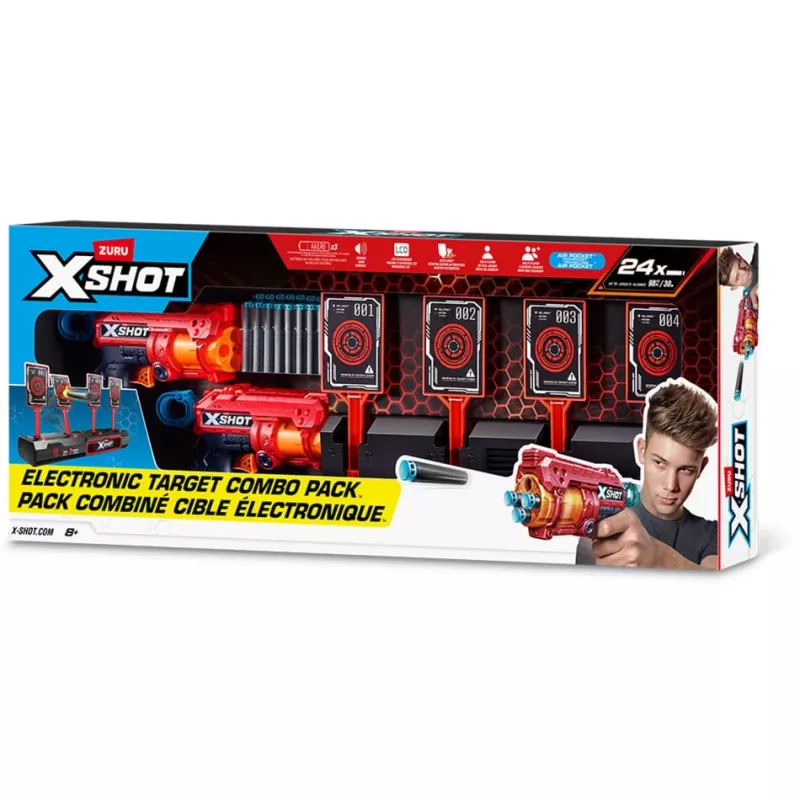 XSHOT bersaglio interattivo e Fury 4 confezione da 2, blaster per freccette