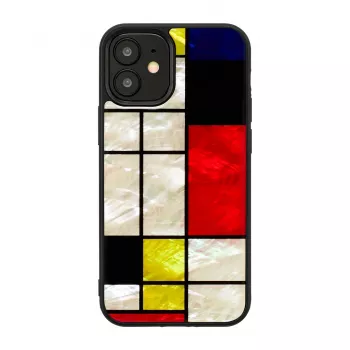 Custodia protettiva iKins per Apple iPhone 12 mini – design nero Mondrian