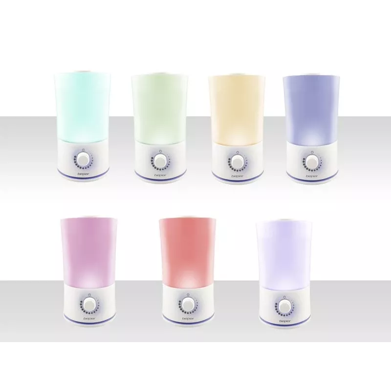 Beper 70.401 diffusore di aromi a ultrasuoni e umidificatore, 2,4 l, LED a 7 colori, 25 W