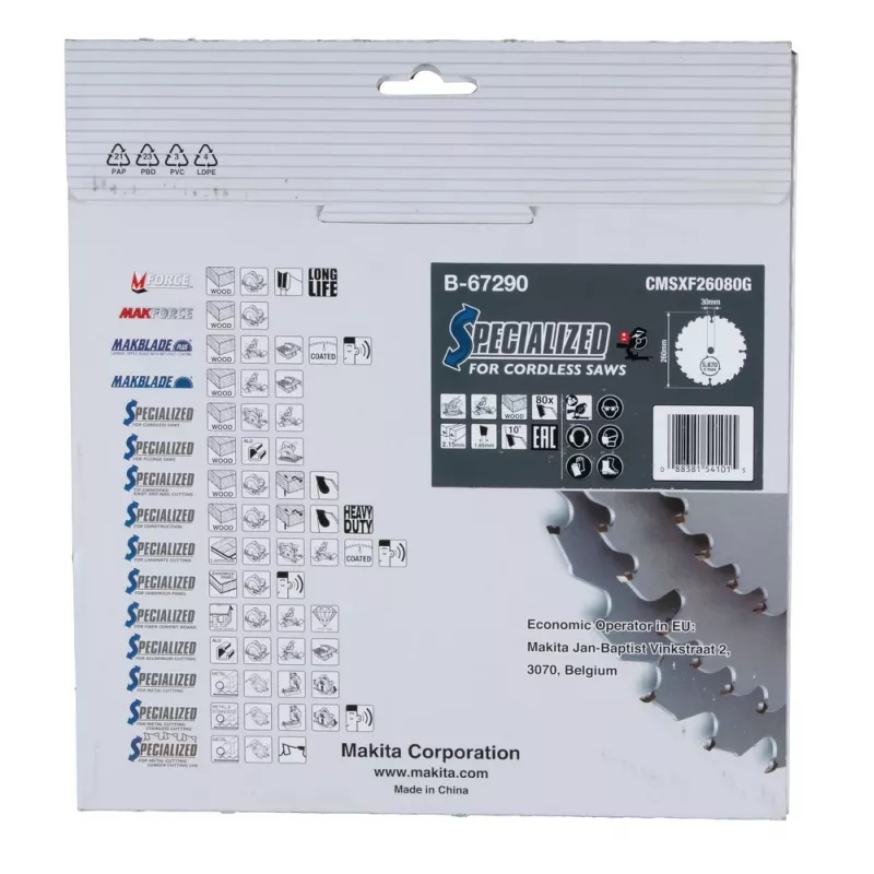 Lama per sega T.C.T. 260X2.15X30mm 10° T80 EFFICUT