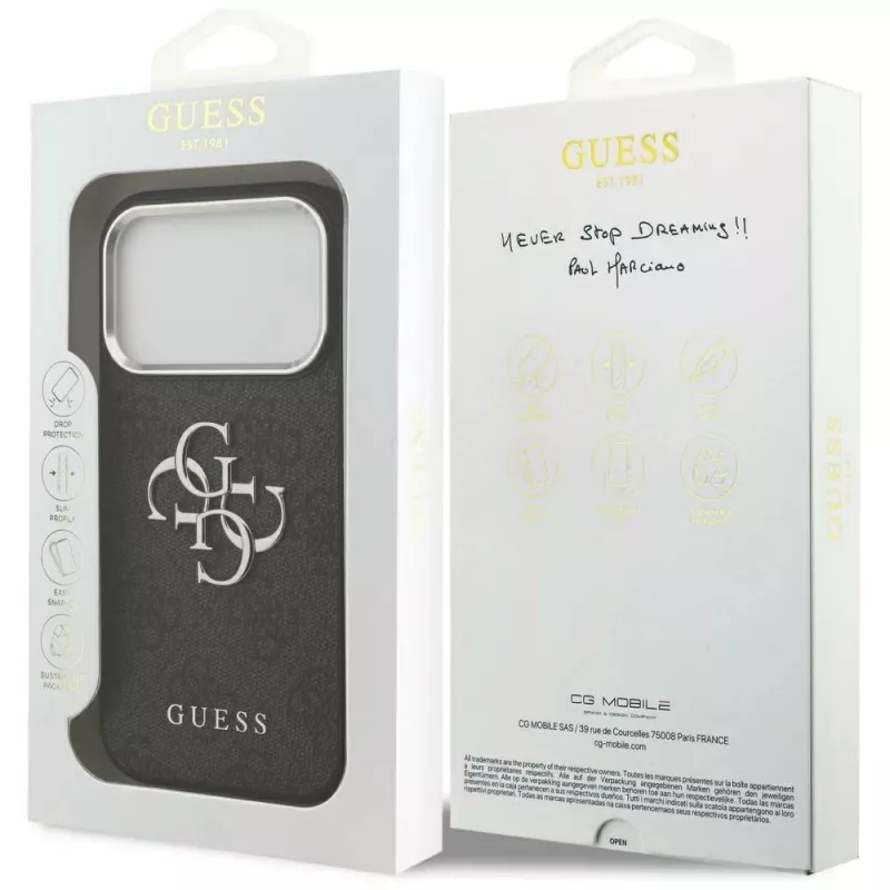 GUESS | Hardcase 4G | Back cover | iPhone 17 Pro Max | Apple | pelle ecologica/PC/plastica/TPU | nero