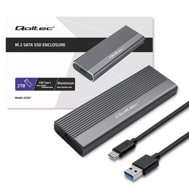 Qoltec contenitore per SSD M.2 SATA (NGFF), USB-C