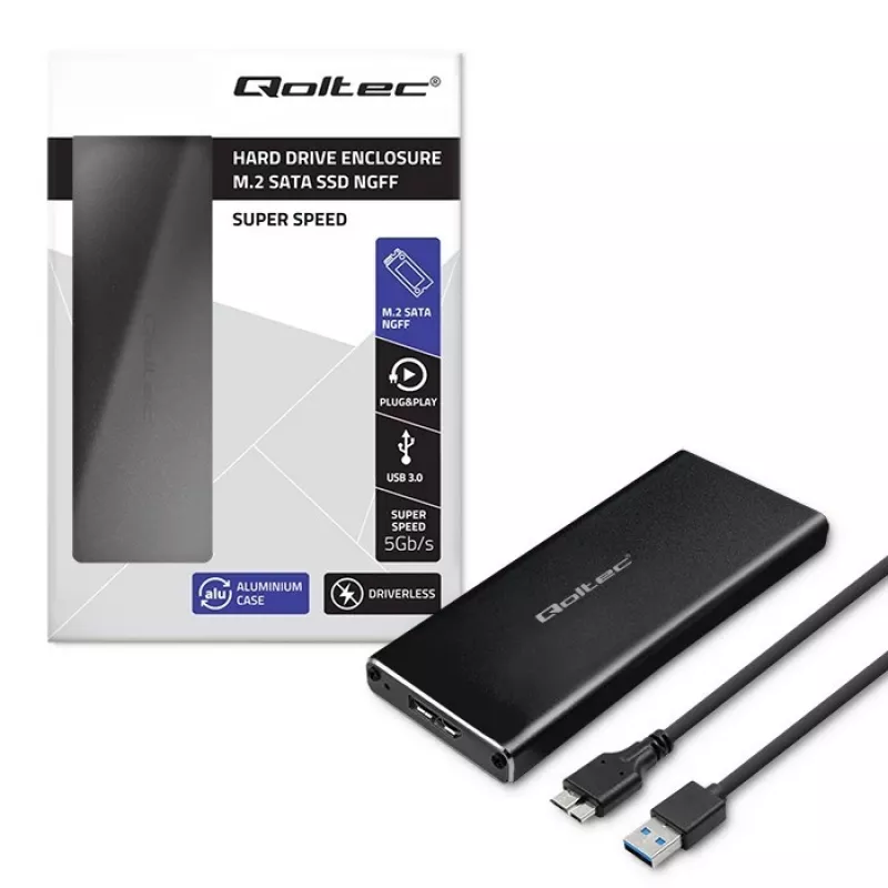 Case per SSD M.2 SATA QOLTEC 51854 USB 3.0 senza attrezzi