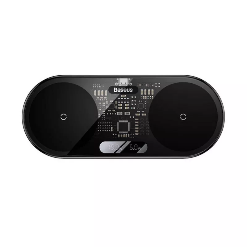 Baseus 2In1 20W Digital Led Display Headphones nero ricarica senza fili