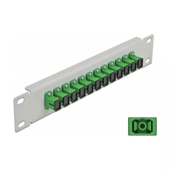 Patch Panel in fibra ottica DeLOCK 10 pollici 12 porte SC simplex verde 1HE grigio