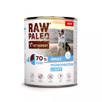 VetExpert Raw Paleo Cod Light Monoprotein merluzzo cibo umido per cani 800 g