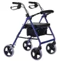 Rollator a quattro ruote con seduta, blu/nero