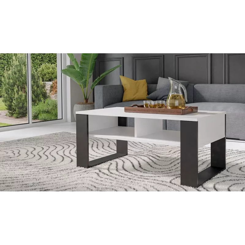 Piano tavolino e shop MODERN 2P BIEL CZ — piano rettangolare bianco, 2 gambe