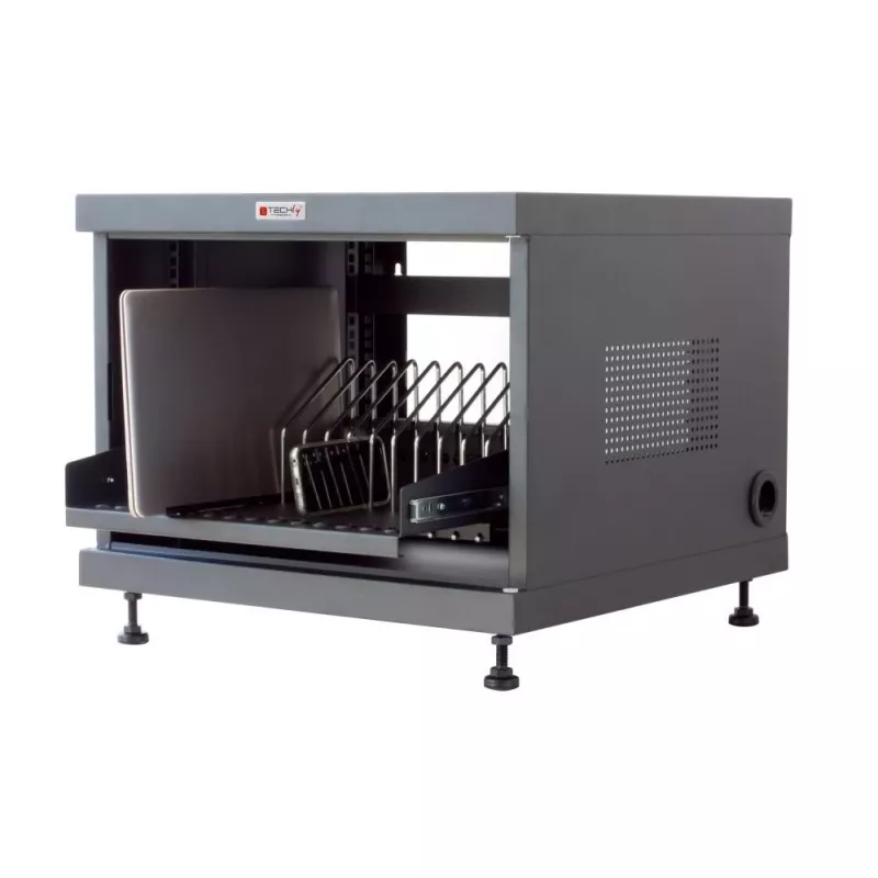 Organizer per cavi da rack TECHLY 367652 con fissaggio adesivo 3M, acciaio, 550×550×410 mm, nero