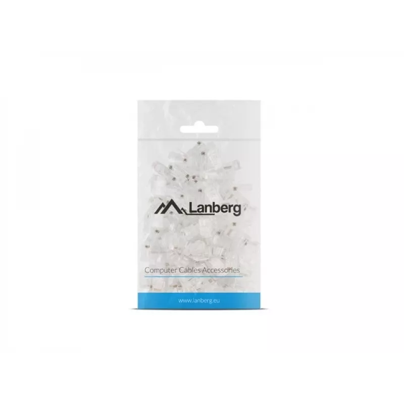 LANBERG connettore per cavi RJ-45 PLU-5000, schermatura U/UTP (UTP), bianco traslucido, confezione da 100
