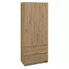 Topeshop SZAFA MALWA ART armadio camera da letto 5 ripiani 2 ante rovere