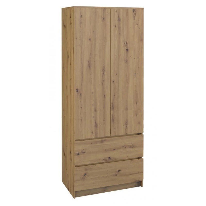 Topeshop SZAFA MALWA ART armadio camera da letto 5 ripiani 2 ante rovere