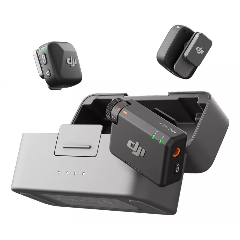 DJI Mic Mini (2 TX + 1 RX + custodia di ricarica) kit microfono wireless - grigio scuro