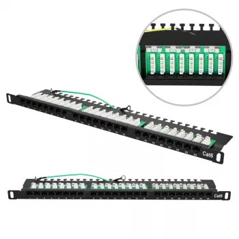 Patch panel Extralink CAT6 UTP 0.5U 24 porte