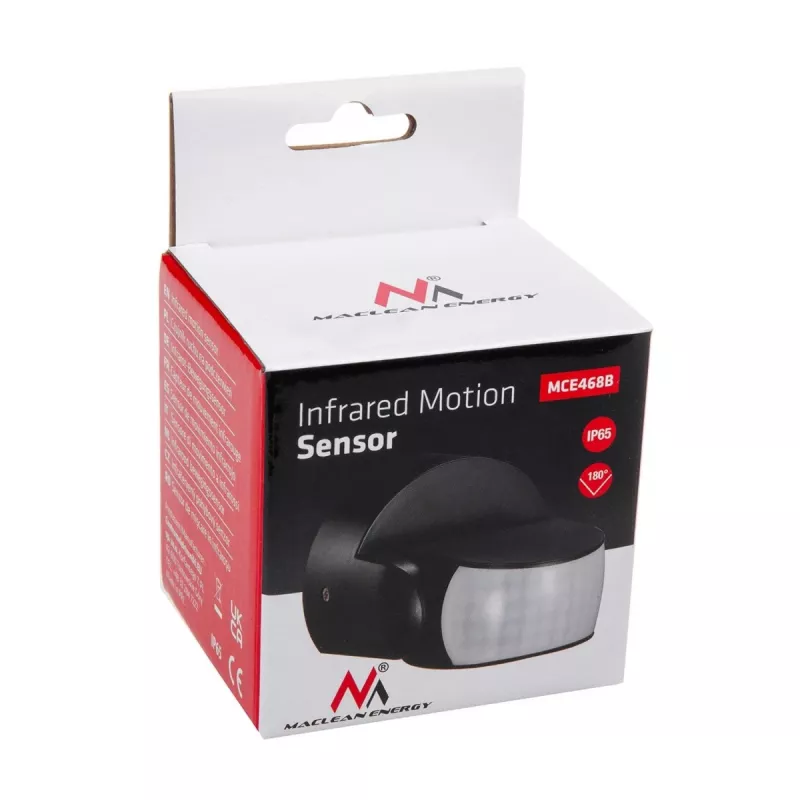 Rilevatore di movimento a infrarossi MACLEAN MCE468B IP65 — rilevatore di presenza a infrarossi, resistente alle intemperie