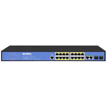 Switch di rete ERNITEC ELECTRA-M16-1GB-285W – 16 porte Layer 2+ con 2 x Gigabit RJ45, 285 W di potenza