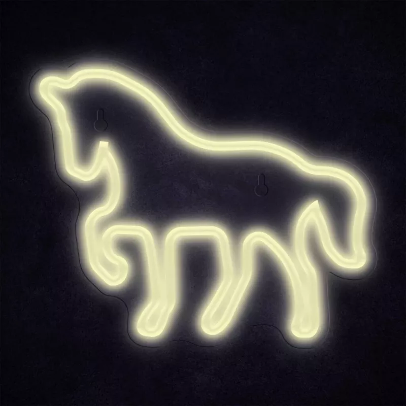 Insegna neon LED MANTA SNL103WH – motivo cavallo, bianco