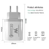 Caricabatterie da parete MACLEAN MCE479W — caricabatterie rapido USB 3 porte, potenza totale 18W