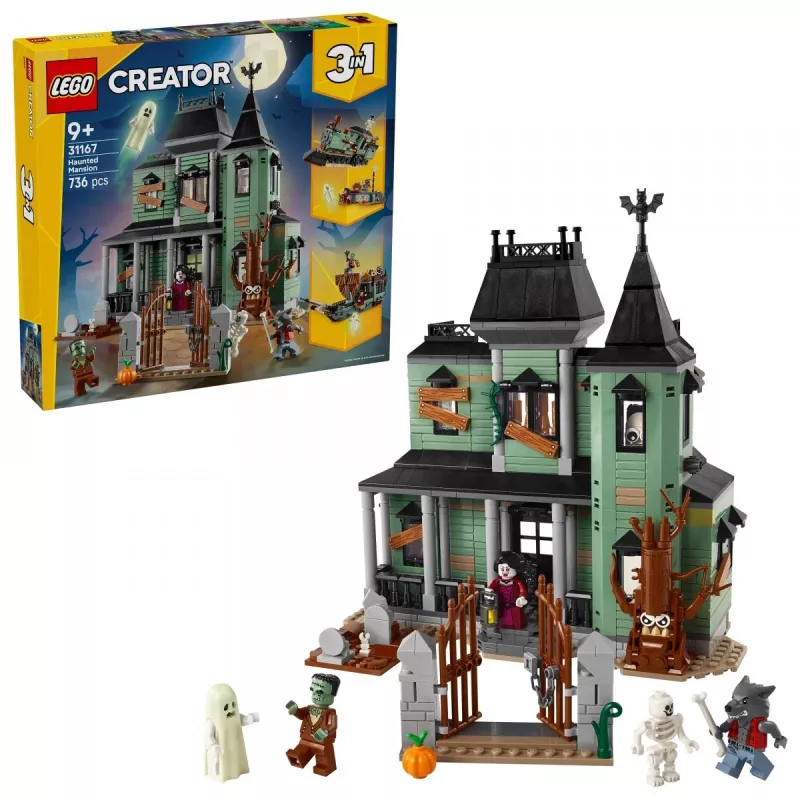 Giocattolo da costruzione LEGO Creator 3-in-1 casa infestata modello 31167 – 736 pezzi, 3 modelli, 5 minifigure