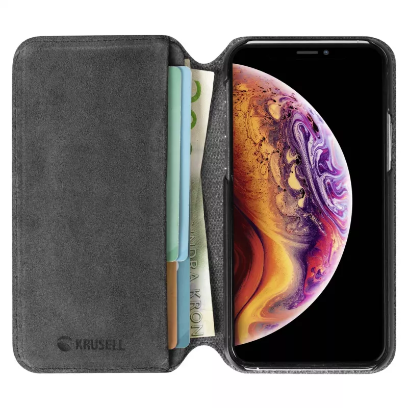 Krusell Broby PhoneWallet custodia a portafoglio per iPhone 11 Pro Max, Stone