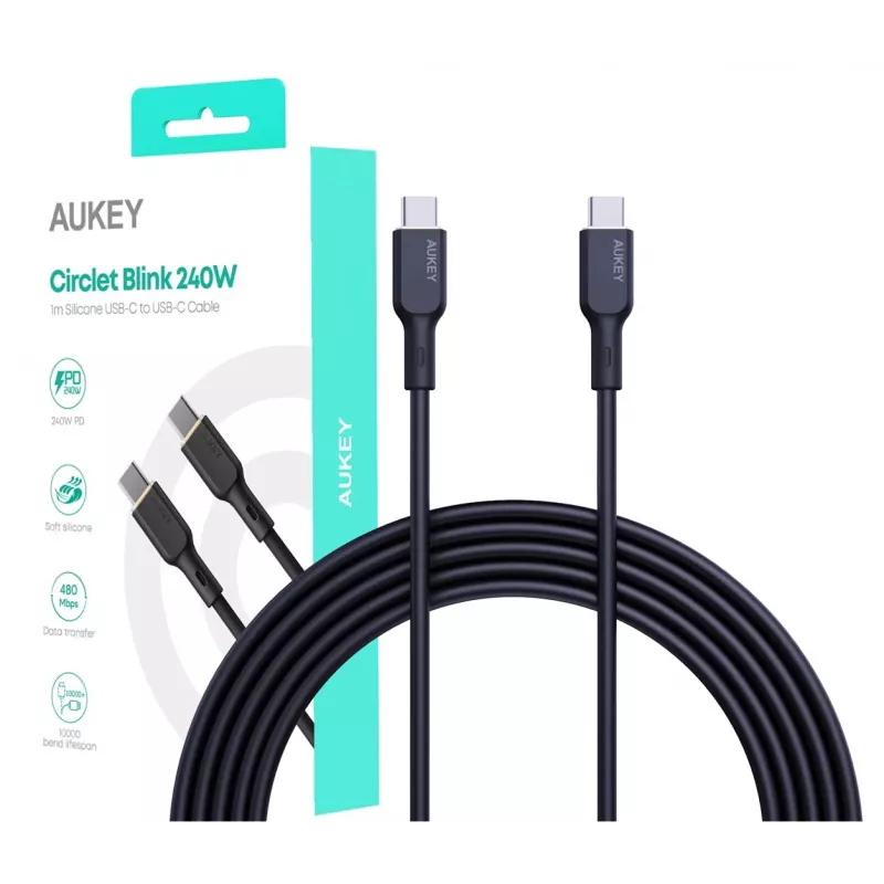 AUKEY CB-SCC241 USB-C Power Delivery PD 240W 5A 20V 1m nylon nero - D