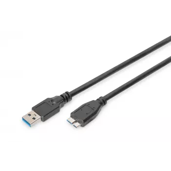 ASSMANN cavo SuperSpeed USB 3.0, connettore maschio USB-A a connettore maschio Micro-USB-B, Cu AWG 28, doppia schermatura, lunghezza 1,0 m (AK-300116-010-S)
