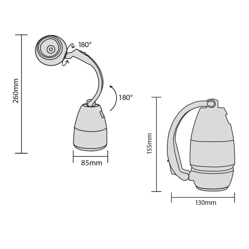 Lampada da campeggio LED ricaricabile MACLEAN MCE298 3W portatile, alimentazione USB, compatta