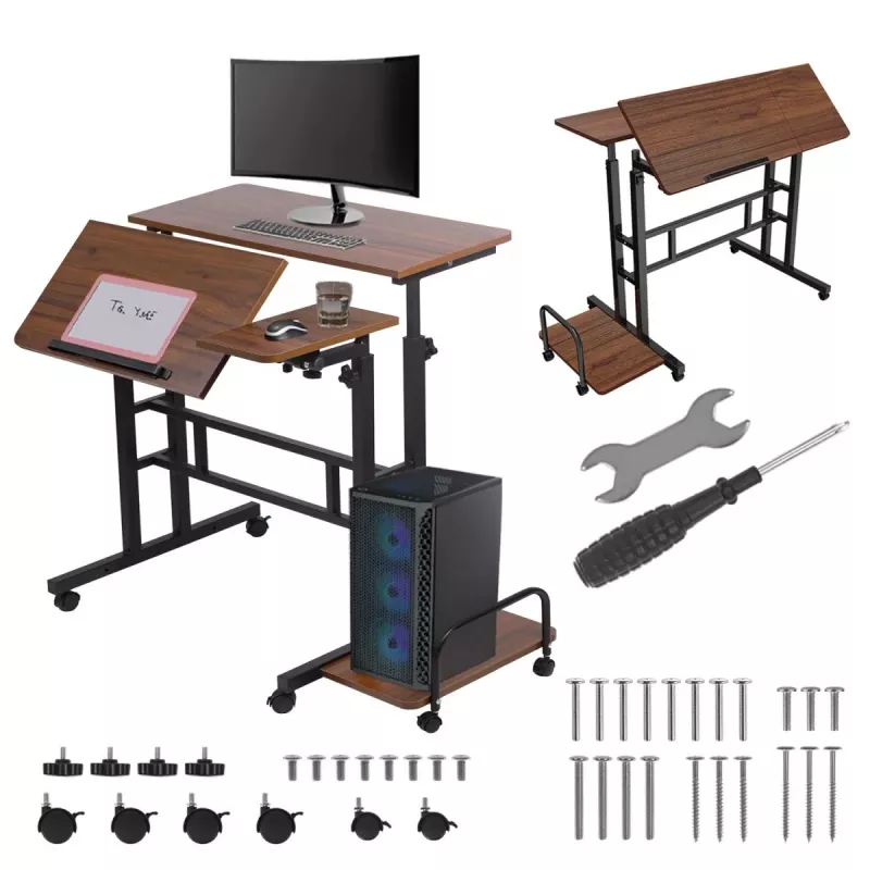 Tavolino mobile per laptop Maclean, nero, 80x60 cm, max. 50 kg, regolabile in altezza 67-115 cm, MC-124 B