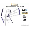 Antenna TV da interno/esterno LIBOX LB-1000, direzionale DVB-T/T2, guadagno 16,5 dBi, 600×1050×800 mm, alluminio