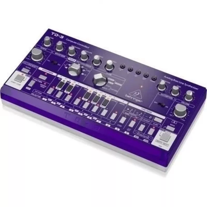 Sintetizzatore per basso Behringer TD-3-GP viola — bassline analogica con sequencer integrato