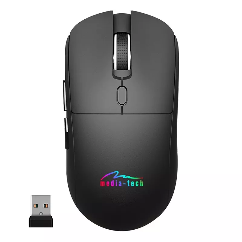 Mouse senza fili MEDIA-TECH MT1124 BT/RF Silent & Recharge — ambidestro, 3200 DPI, Bluetooth + 2,4 GHz USB, 6 tasti, ricaricabile