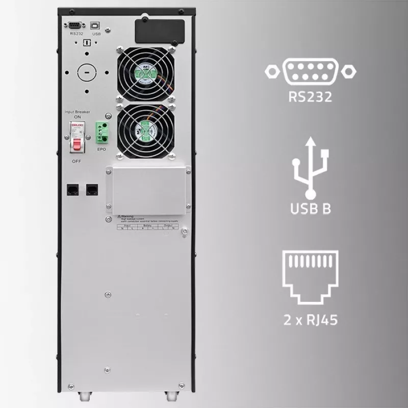 Qoltec 52284 UPS gruppo di continuità | 10kVA | 10000W | fattore di potenza 1,0 | LCD | EPO | USB | online