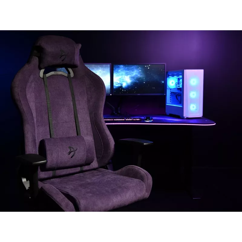 Sedia gaming Arozzi Torretta SoftFabric viola – design ergonomico, braccioli regolabili, schienale reclinabile