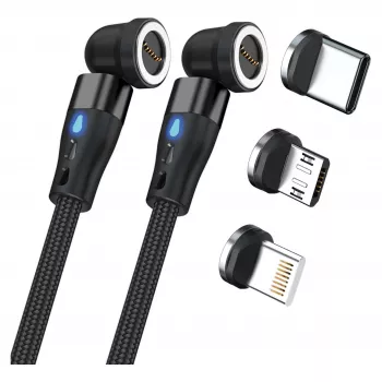Cavo USB RealPower MagneticCharge2 1m nero ricarica rapida trasferimento dati