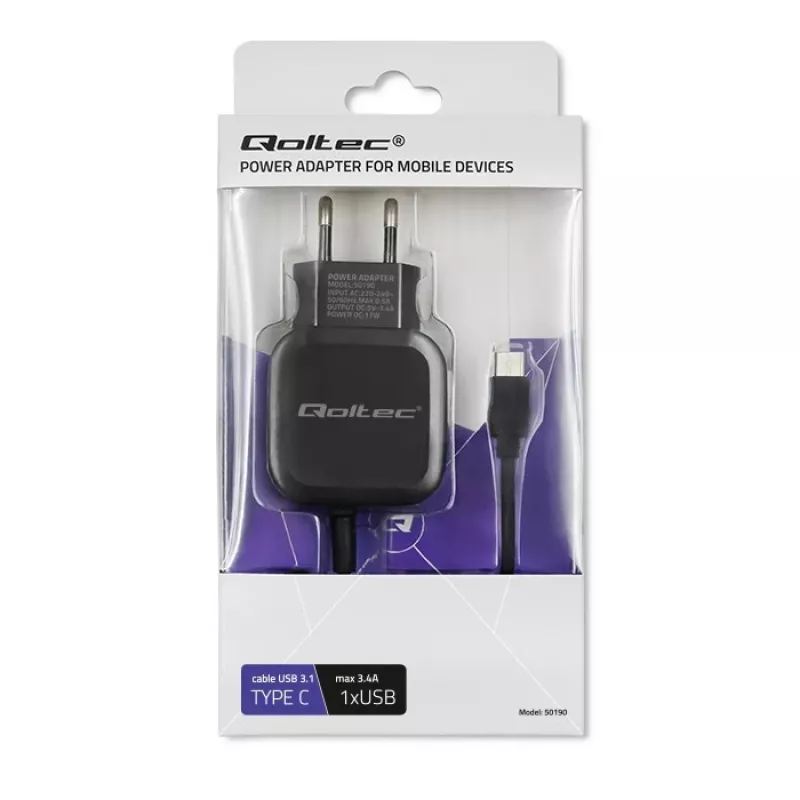 Qoltec 50190 caricabatterie per dispositivi mobili, cellulare, tablet, telefono, universale