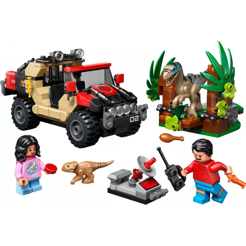 Set da costruzione LEGO Jurassic World 76972 Raptor Off-Road Escape, 285 pezzi, 2 minifigure, età 6+