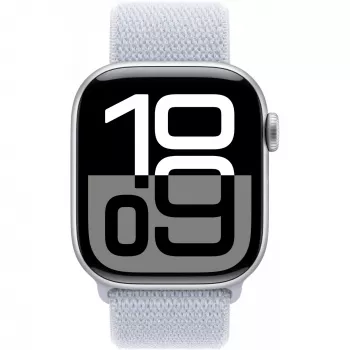 Apple Watch Series 10 Case in alluminio GPS + Cellular 42 mm Argento Sport Loop Blu cloud