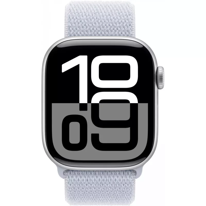Apple Watch Series 10 Case in alluminio GPS + Cellular 42 mm Argento Sport Loop Blu cloud