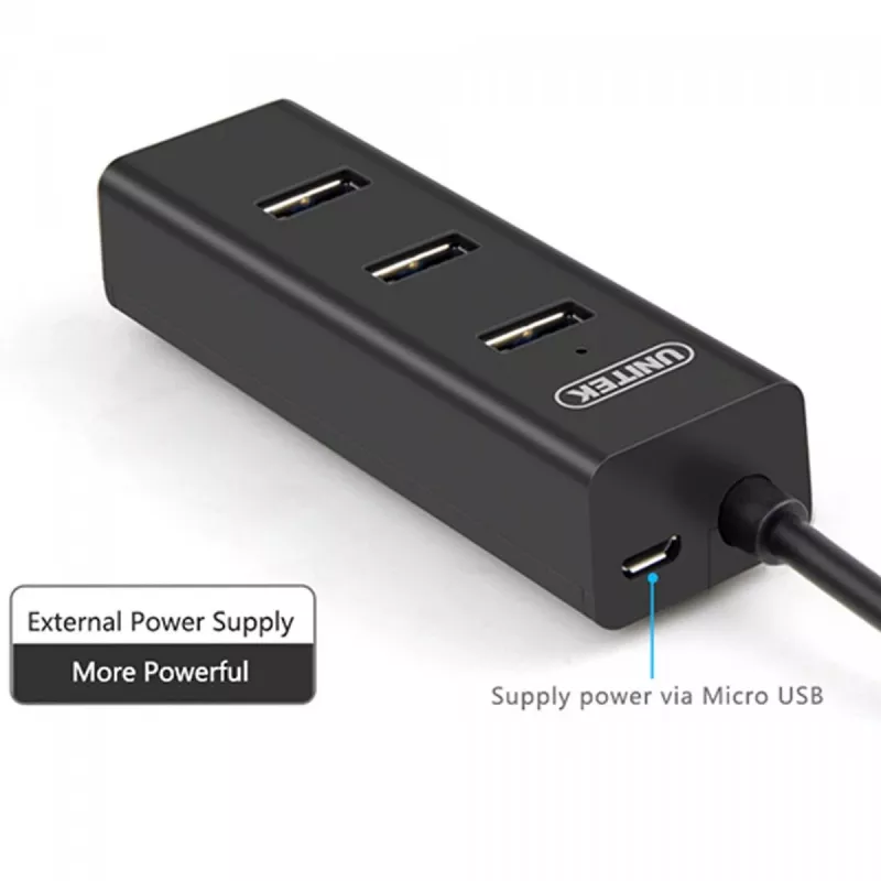 UNITEK Y-3089 hub interfaccia USB 3.2 Gen 1 (3.1 Gen 1) Type-A 5000 Mbit/s nero