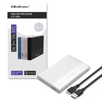 Case per SSD/HDD SATA 2,5 pollici QOLTEC 52278 USB 3.0, supporta fino a 2 TB