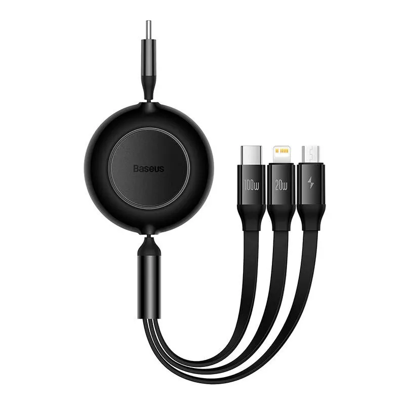 Cavo USB Baseus CAMJ010201 1,1 m USB 3.2 Gen 1 USB C Micro USB-A Lightning nero