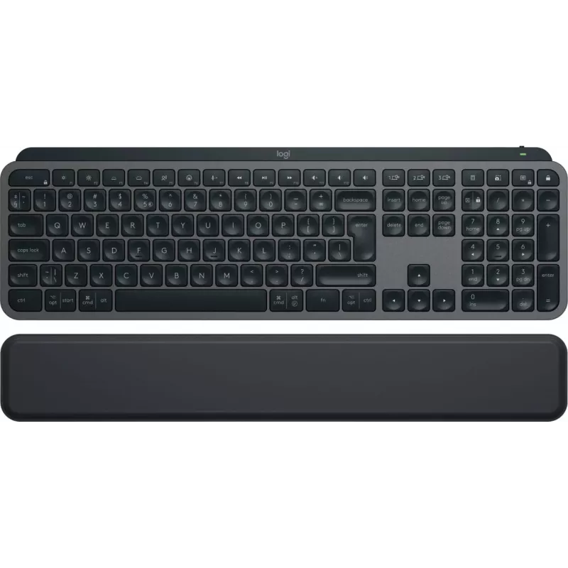 Logitech MX Keys S 920-011589 tastiera wireless a grandezza standard, Bluetooth LE / Logi Bolt, retroilluminata, ricaricabile via USB-C, QWERTY US International, con poggiapolsi, grafite