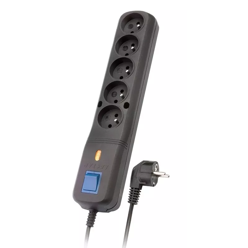 Prolunga elettrica Lestar 1966000422 5 m per interni nero con interruttore e spia, 250 V 10 A