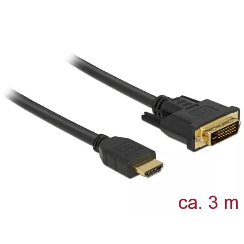 Adattatore cavo video DeLOCK 85655 3 m HDMI Type-A DVI nero