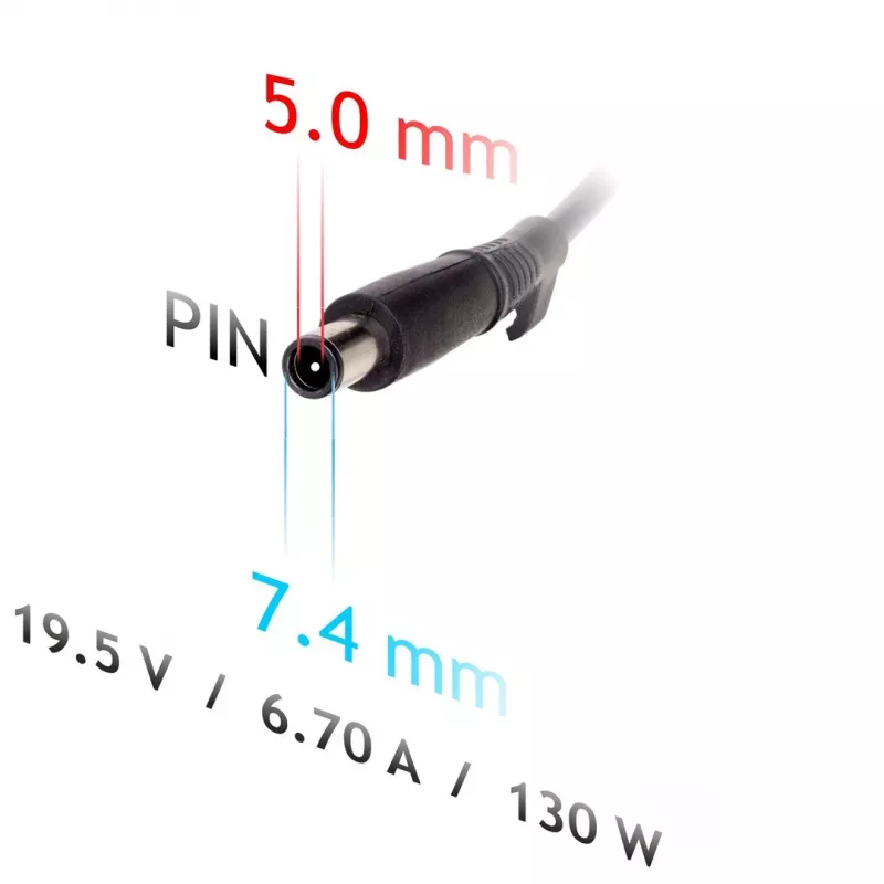 Alimentatore per notebook Akyga AK-ND-57 19,5 V / 6,7 A, 130 W, connettore 7,4 x 5,0 mm con pin, per Dell
