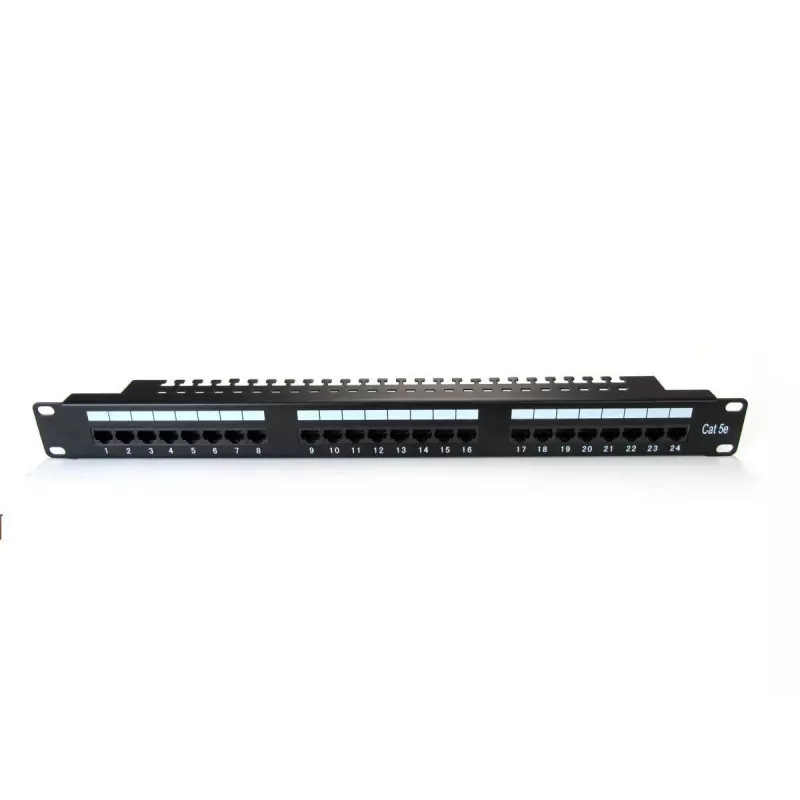 Digitus DN-91524U-EC patch panel 19" a 24 porte Cat5e U/UTP, 1U, con supporto per cavi, nero